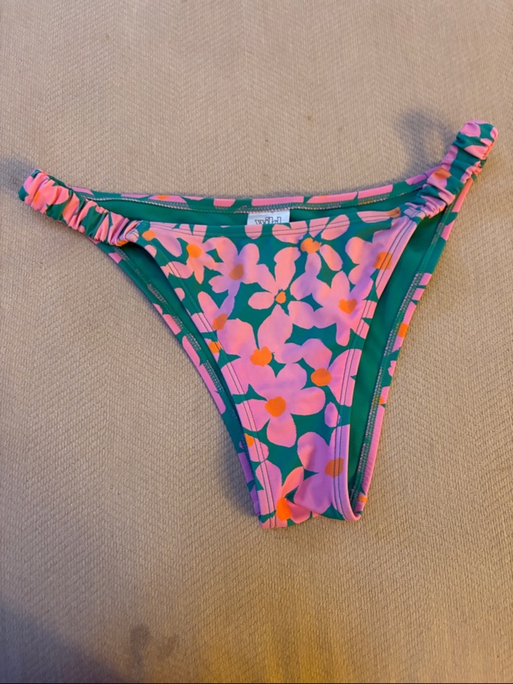 wild fable Green Bikini Bottom with Pink Trim